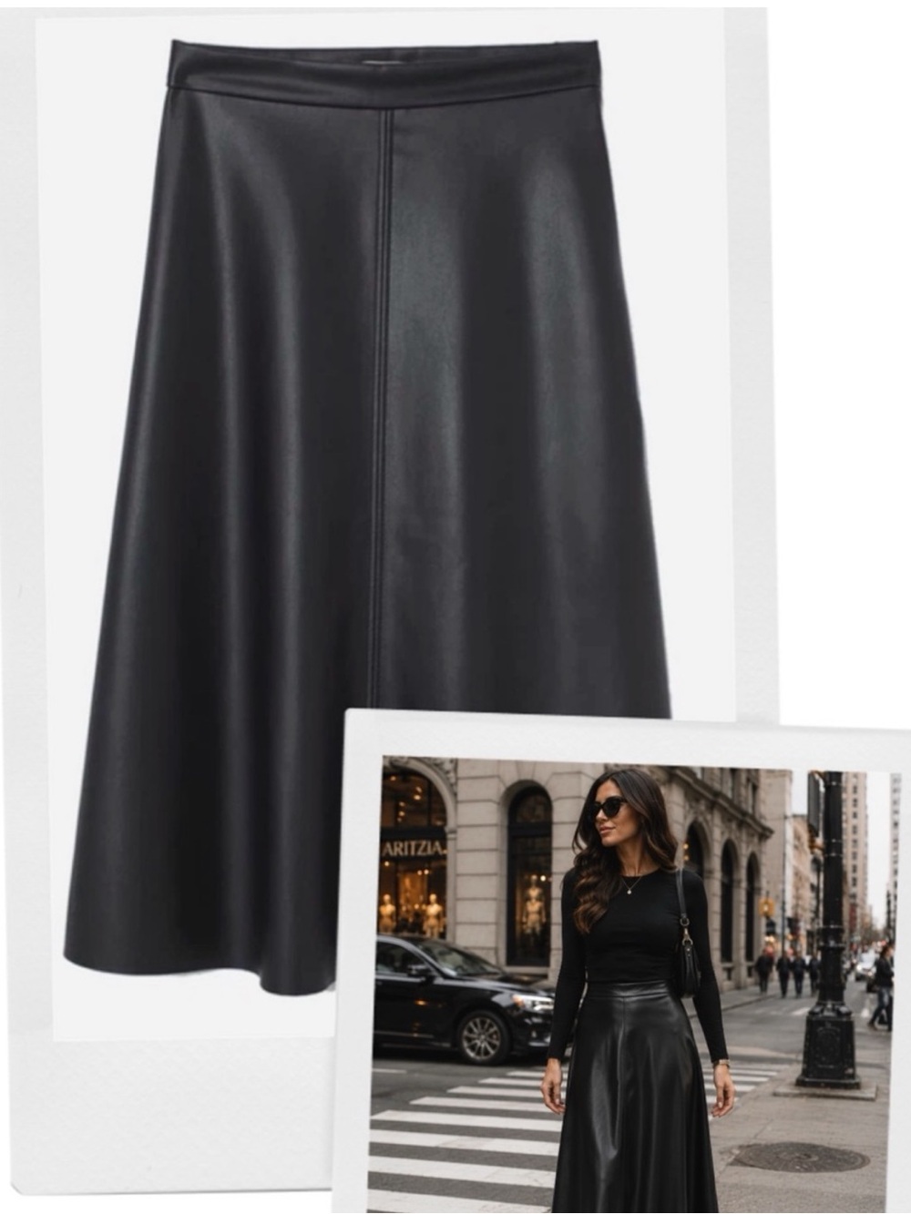 H&M faux leather midi skirt